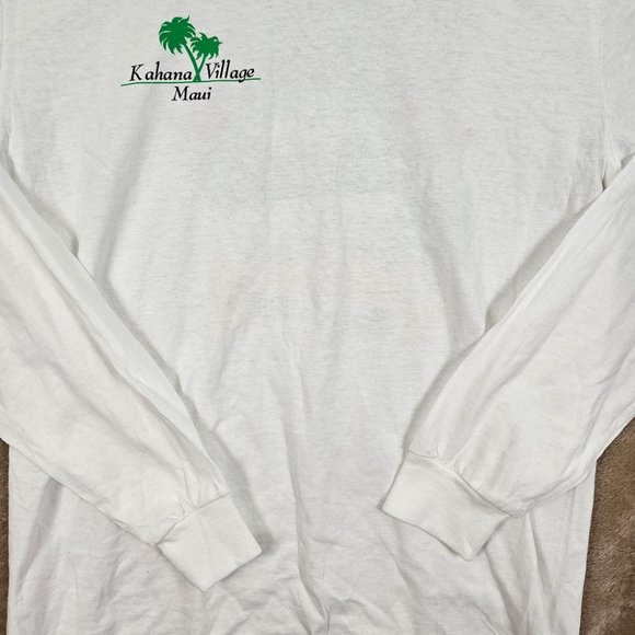 Kahana Village Maui Hawaii White T-Shirt Men's Size M Port & Company Long Sleeve - Picture 7 of 10